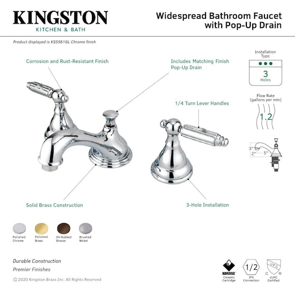 KS5568GL 8 Widespread Bathroom Faucet, Brushed Nickel